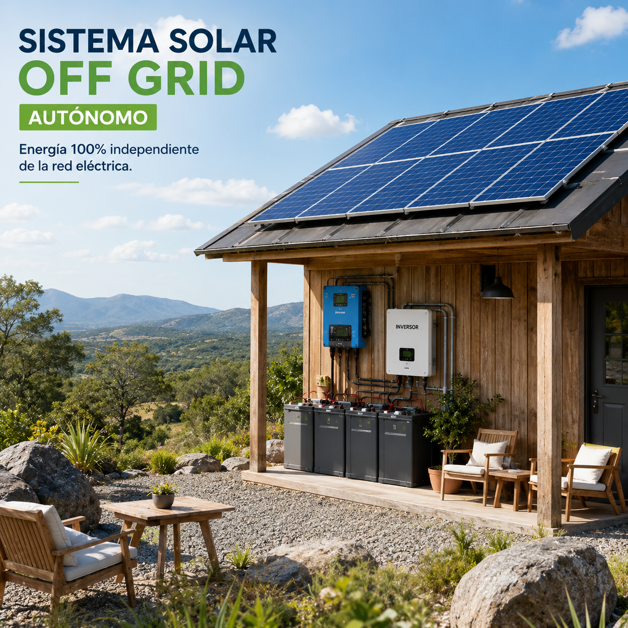 Sistema Off-Grid autónomo de paneles solares sin conexión a la red