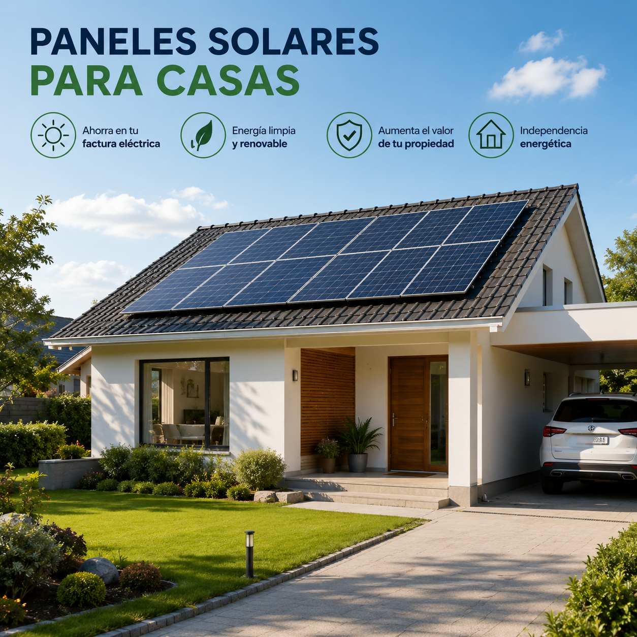 Paneles solares instalados en casa residencial en República Dominicana